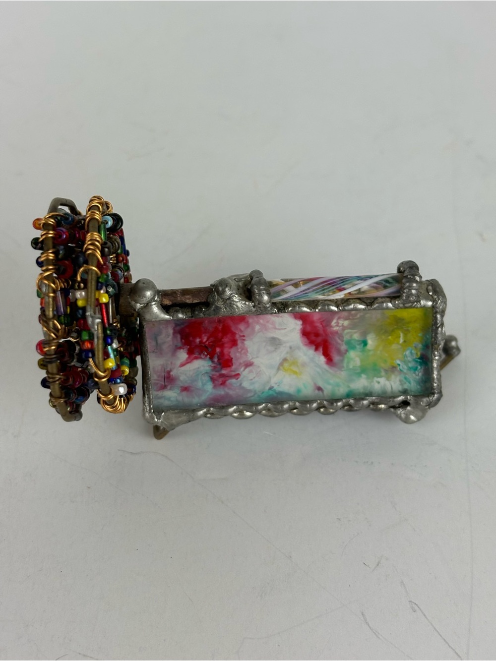 Small handcrafted stain glass art kaleidoscope